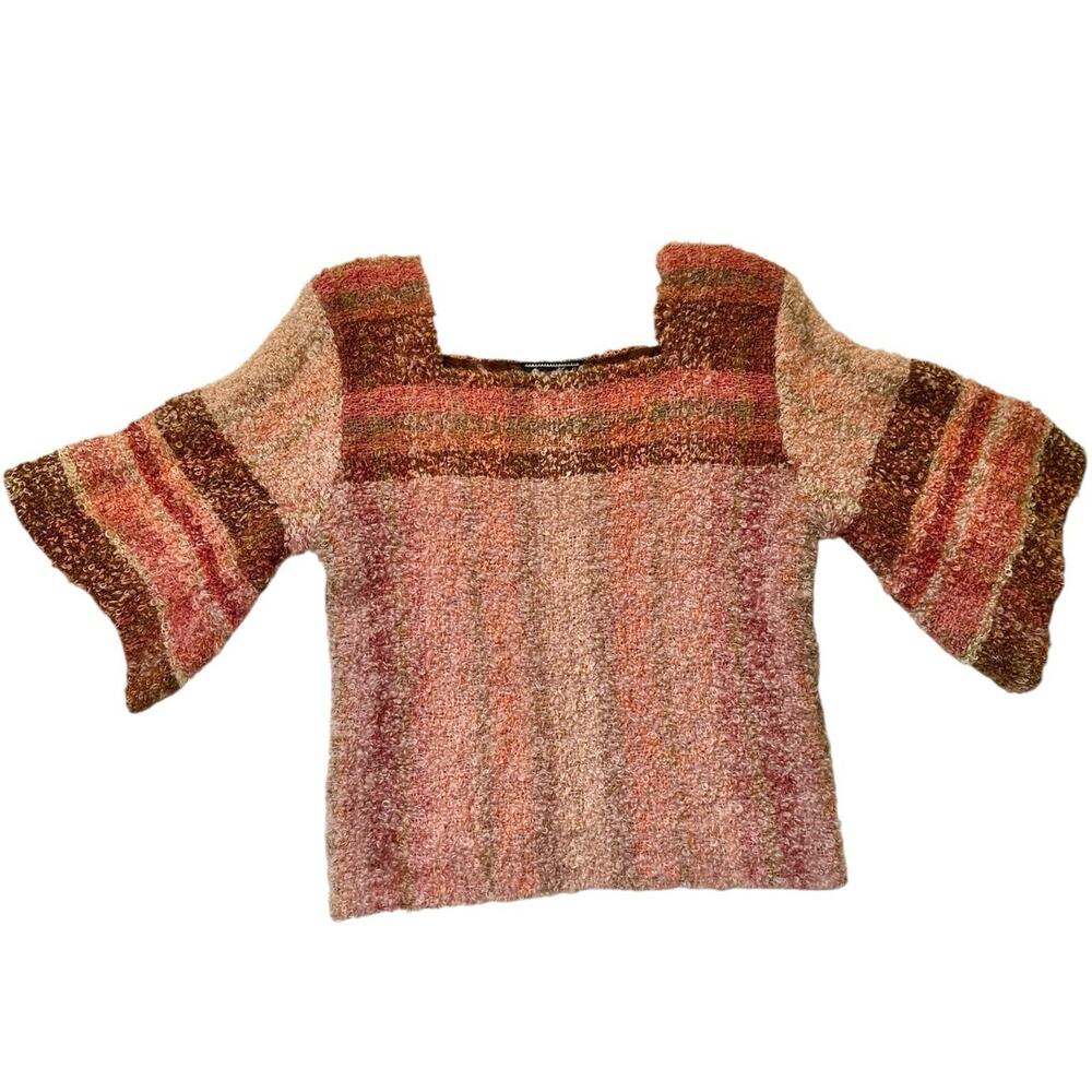 Susan Neal Artisan Handwoven Sweater Mohair Natural Dyes Artwear Bell Sleeve Top